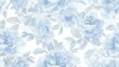 Seamless French Toile Pattern with Delicate Light Blue Peonies Generative AI