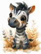 Adorable Watercolor Zebra Clipart for Child's Nursery Generative AI