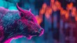 BullBear Exchange market indicators, vibrant screen colors, closeup, decision time , low noise