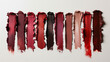 Set of different smear samples of pink and red lipstick shades