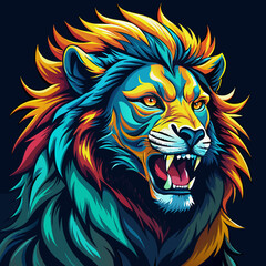  lion, head, tiger, animal, tattoo, vector, wild, cat, 