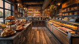 Fototapeta  - Cozy Artisan Bakery Interior with Fresh Baked Goods on Display