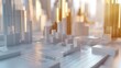 Abstract cityscape on a grid with soft lighting. Conceptual urban architecture model.