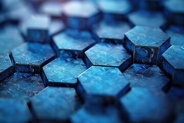 Wall Mural - a blue image of hexagonal shapes