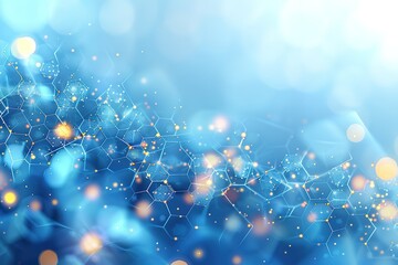 Poster - Abstract light blue background with hexagon shapes for a medical technology presentation