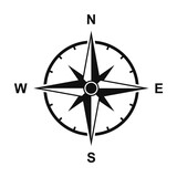 Fototapeta  - Vintage marine wind rose, nautical chart. Monochrome navigational compass with cardinal directions of North, East, South, West.