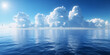 Summer sea background, bright blue water and clouds