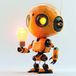 © Lens_Lore - Cute orange robot holding lightbulb