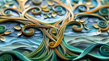 Piece Of Art Using Quilling Techniques To Form Complex Celtic Knots, Reflecting The Ancient Traditions Of The Celtic People, With A Focus On The Interconnectivity Of Life And The Natural World.