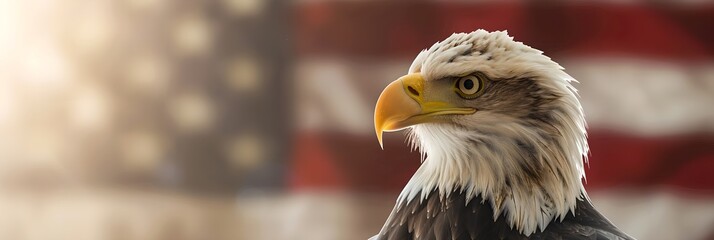 proud bald eagle with american flag background. memorial day and independence day. national symbol. 