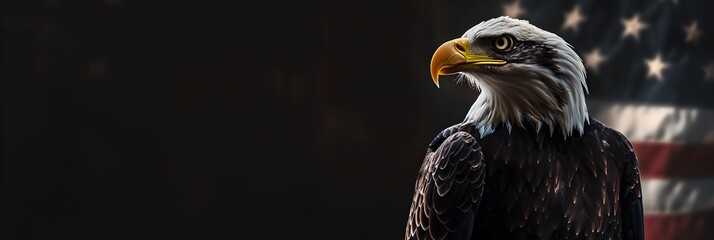 proud bald eagle with american flag background. memorial day and independence day. national symbol. 