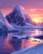 Arctic iceberg landscape, cold climate, polar environment, frozen beauty,  landscape illustration, background, wallpaper 