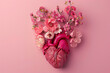 heart made of flower's 3d design for mother day love