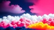 Vibrant multicolored clouds in shades of pink , yellow, blue, and a dark blue sky Background