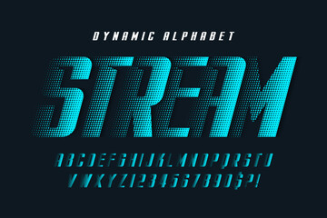Poster - Racing alphabet design, dynamic typeface, letters and numbers.