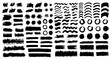 Brush strokes vector. Set of rectangle and round text boxes