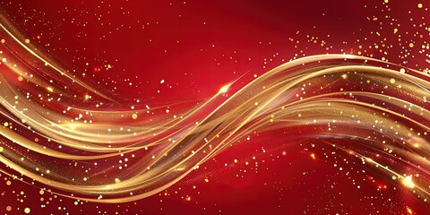 Poster - bright red background with elements of gold , luxury , background , wallpaper.