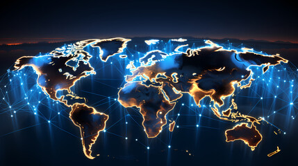 abstract technology background of world map
