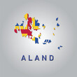 Aland country map with flag	
