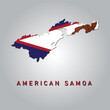 American Samoa country map with flag	