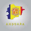 Andora country map with flag	