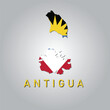 Antigua country map with flag	