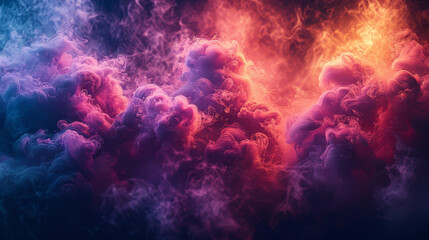 Poster - colorful smoke on dark background.