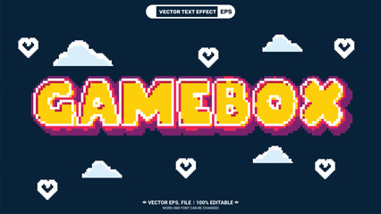 Poster - Gamebox pixel 8bit cartoon game style 3d editabel vector text effect