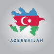 Azerbaijan country map with flag	