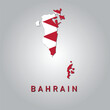 Bahrain country map with flag	
