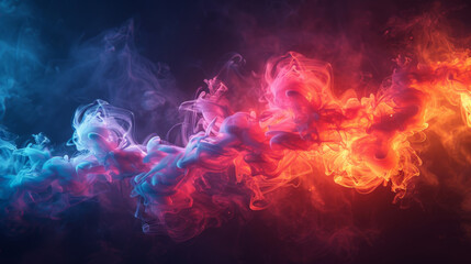 Poster - colorful smoke on dark background.