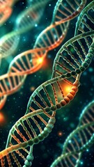 Canvas Print - Detailed illustration of vibrant dna helix structures in 3d rendering for genetic research and molecular biology study in healthcare and biotechnology