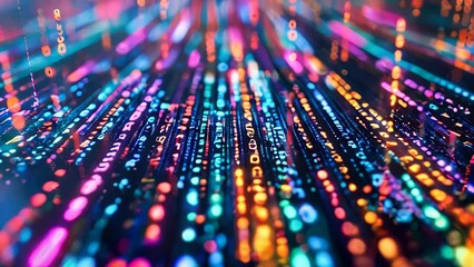 Poster - Colorful abstract digital lines and numbers