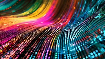 Poster - Colorful abstract digital lines and numbers