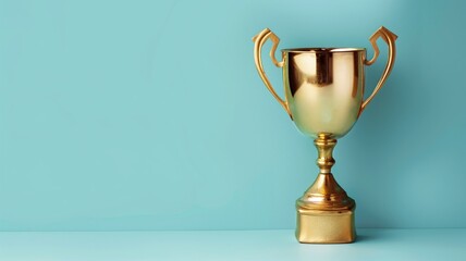 golden trophy cup against blue background, symbolizing achievement and success