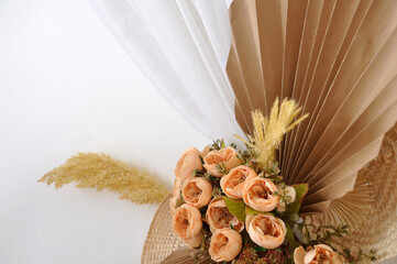 Poster - bodas com buquê de flores tons marrons 