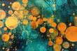 Acrylic painting of bubbles on a dark background, in the style of dark turquoise