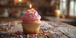 Délice Sucré : Cupcakes Garnis de Crème Fondante bougie et bonbons
