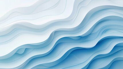 Wall Mural - Minimalistic blue and white gradient background. Serene abstract waves background. Peaceful blue wave pattern for serene and minimalist designs.