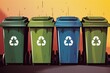 illustration of recycling bins, separate waste collection concept