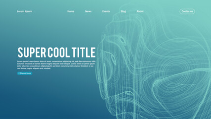 Poster - Landing page abstract design with sphere element. Template for website or app.