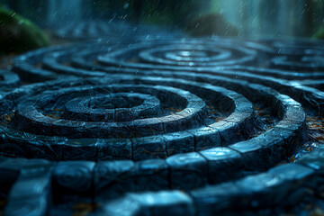Poster - a labyrinth of inner dialogues and subconscious motivations guiding behavior and decisions. concept 
