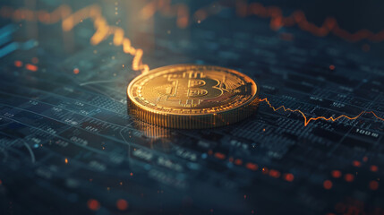 Aufkleber - Bitcoin on digital financial graph