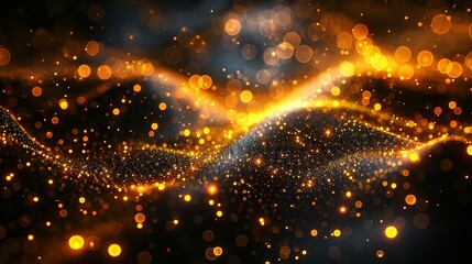 Poster - abstract dark grey and bold yellow virtual network - design element for technology background - connectivity backdrop illustration - generative ai