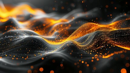 Poster - abstract dark grey and bold yellow virtual network - design element for technology background - connectivity backdrop illustration - generative ai