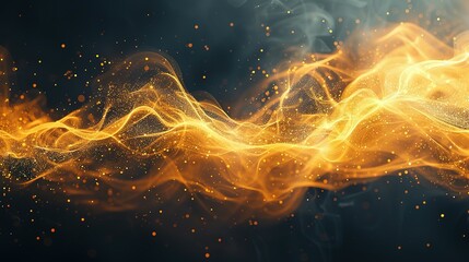 Poster - abstract dark grey and bold yellow virtual network - design element for technology background - connectivity backdrop illustration - generative ai