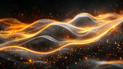 Poster - abstract dark grey and bold yellow virtual network - design element for technology background - connectivity backdrop illustration - generative ai