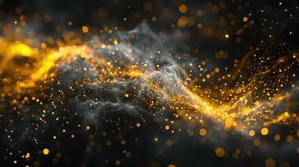 Poster - abstract dark grey and bold yellow virtual network - design element for technology background - connectivity backdrop illustration - generative ai
