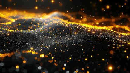 Poster - abstract dark grey and bold yellow virtual network - design element for technology background - connectivity backdrop illustration - generative ai