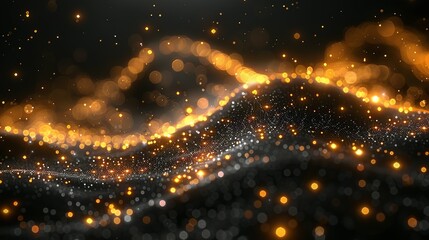 Poster - abstract dark grey and bold yellow virtual network - design element for technology background - connectivity backdrop illustration - generative ai